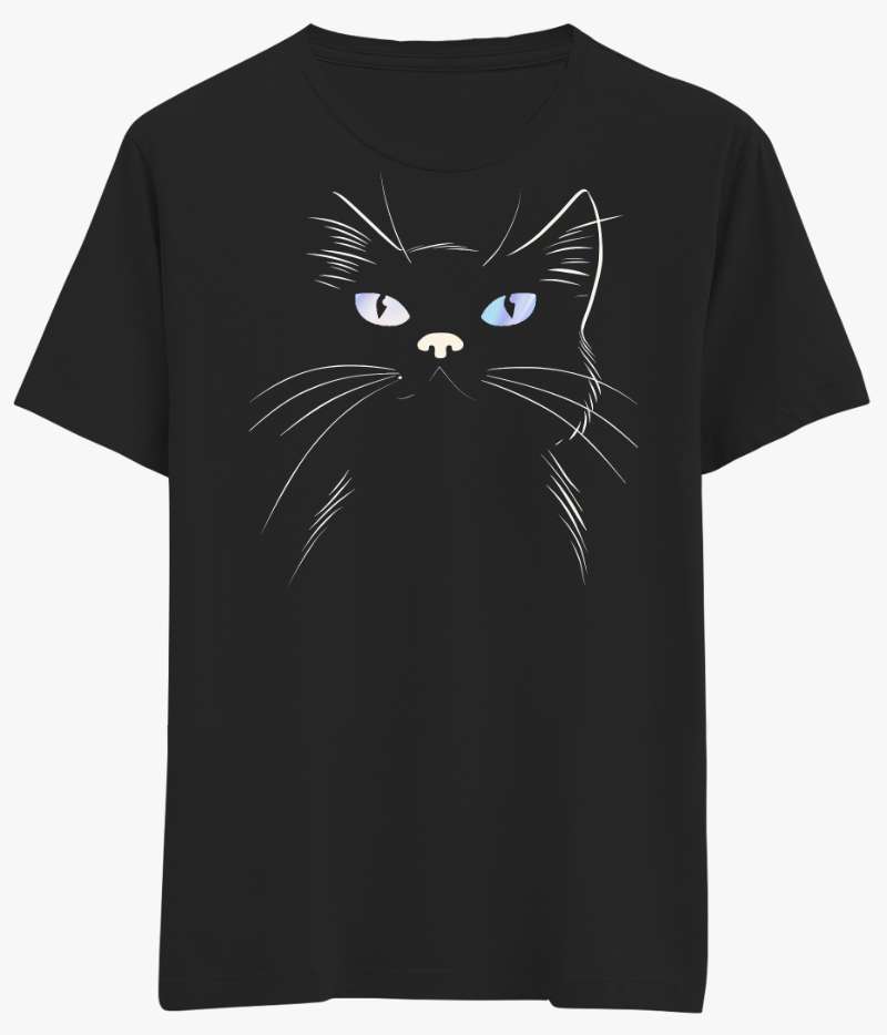 Kedi Baskılı Tişört I am Black Parlayan Gözler - Bikafa Tasarım