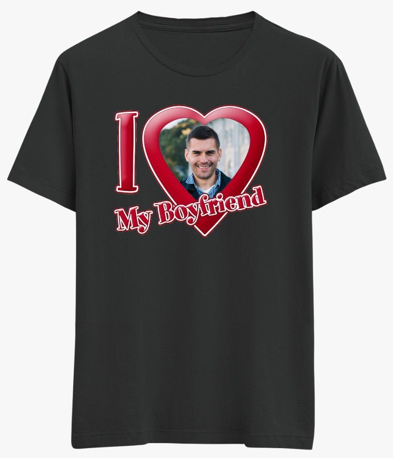 Tişört I Love My Boyfriend Yazılı Resmi Değişebilen - Bikafa Tasarım