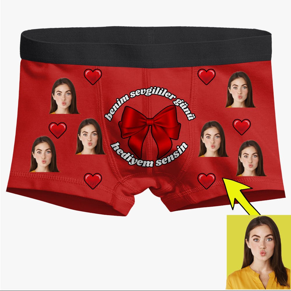 Boxer Tasarlama Sen Fotoğrafını Ekle Biz Tasarlayalım Sevgililer Günü Hediyem Sensin - Bikafa Tasarım