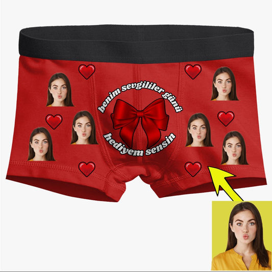 Boxer Tasarlama Sen Fotoğrafını Ekle Biz Tasarlayalım Sevgililer Günü Hediyem Sensin - Bikafa Tasarım