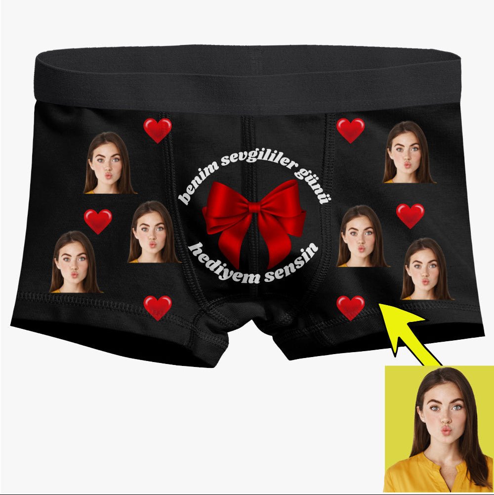 Boxer Tasarlama Sen Fotoğrafını Ekle Biz Tasarlayalım Sevgililer Günü Hediyem Sensin - Bikafa Tasarım