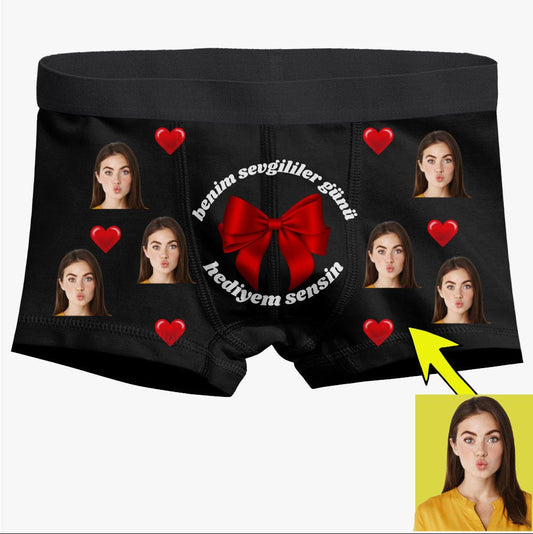 Boxer Tasarlama Sen Fotoğrafını Ekle Biz Tasarlayalım Sevgililer Günü Hediyem Sensin - Bikafa Tasarım