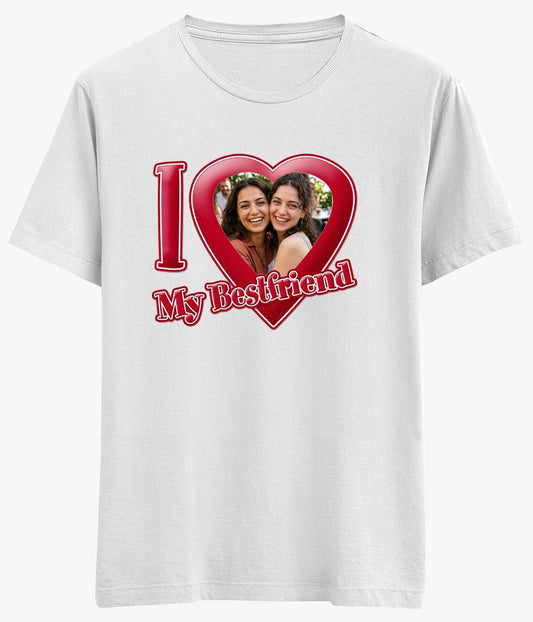 Tişört I Love My Bestfriend Yazılı Resmi Değişebilen - Bikafa Tasarım