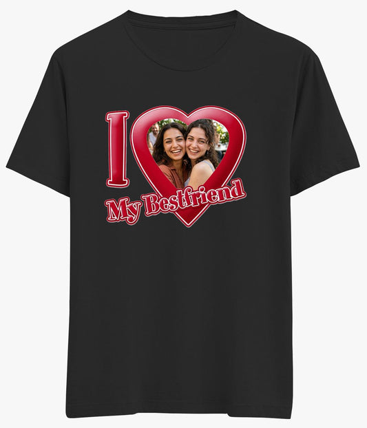 Tişört I Love My Bestfriend Yazılı Resmi Değişebilen - Bikafa Tasarım