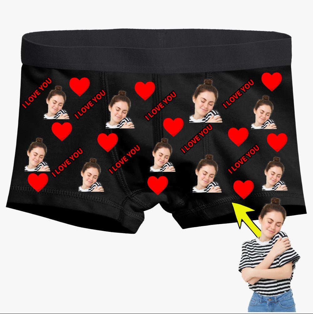 Boxer Tasarlama Sen Fotoğrafını Ekle Biz Tasarlayalım i Love You - Bikafa Tasarım