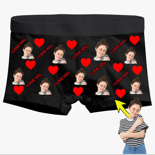 Boxer Tasarlama Sen Fotoğrafını Ekle Biz Tasarlayalım i Love You - Bikafa Tasarım