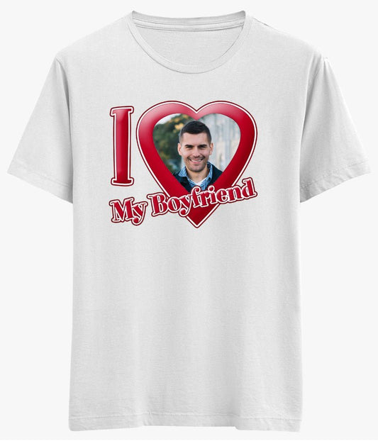 Tişört I Love My Boyfriend Yazılı Resmi Değişebilen - Bikafa Tasarım