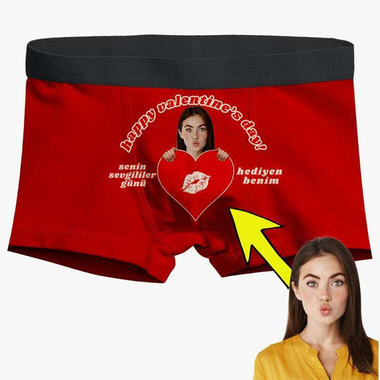 Boxer Tasarlama Sen Fotoğrafını Ekle Biz Tasarlayalım Kalpli - Bikafa Tasarım