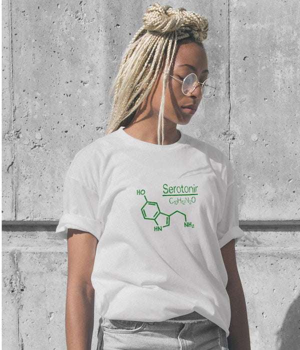 Uniseks Tasarım Tişört - Serotonin Mutluluğun Formülü - Bikafa Tasarım
