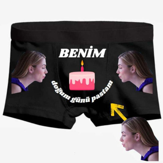 Boxer Tasarlama Sen Fotoğrafını Ekle Biz Tasarlayalım Benim Doğum Günü Pastam - Bikafa Tasarım
