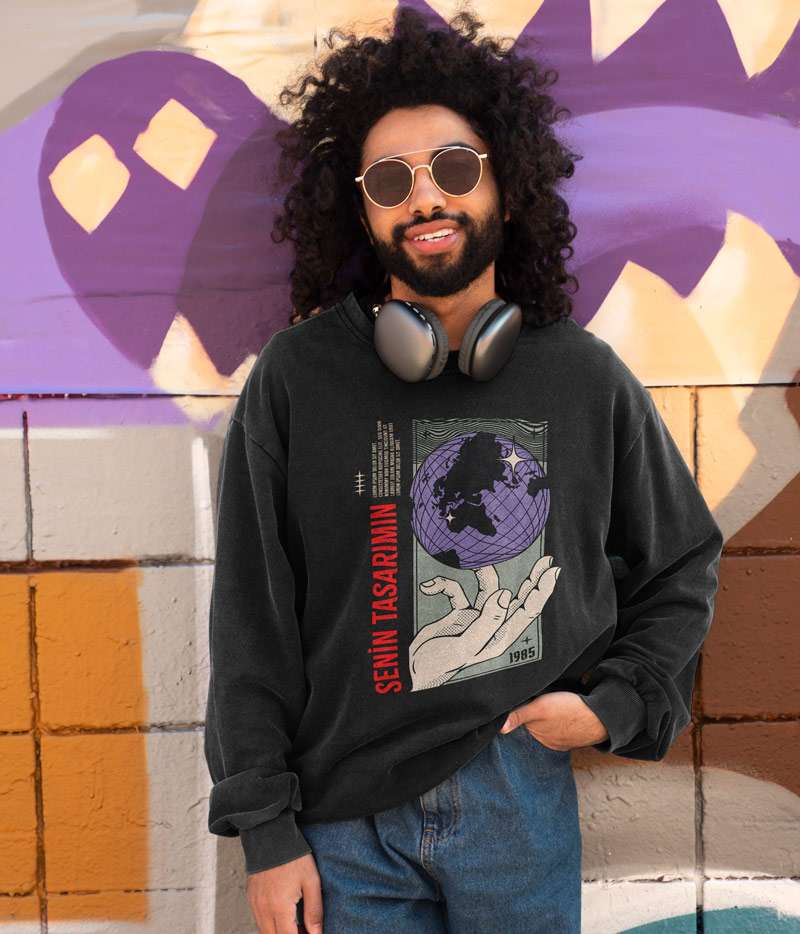 Kapüşonsuz Sweatshirt Tasarla Rahat Kalıp - Bikafa Tasarım